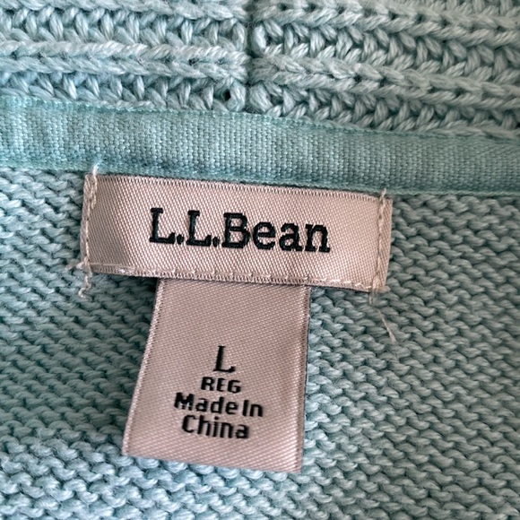 L. L. Bean long open front cardigan Robins Egg Blue, 100% cotton - Picture 5 of 12